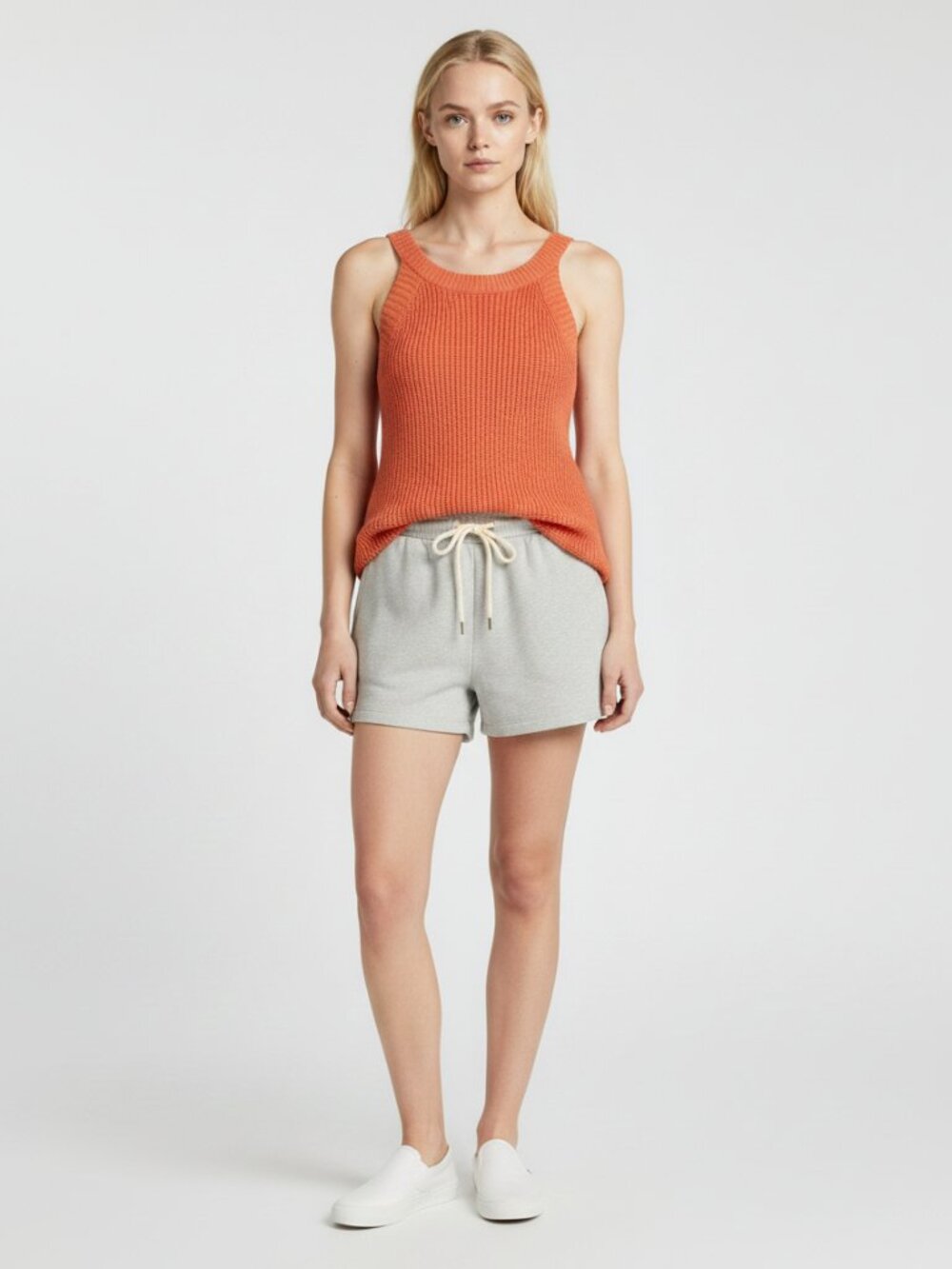 Pink Lily Coral Knit Sleeveless Sweater Tank Top